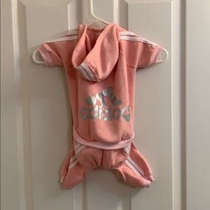 Pink Adidog track suit for dog!